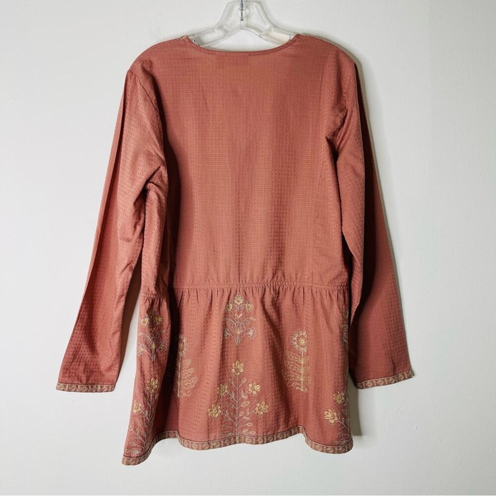 NEW LOGO pink floral embroidered peplum boho cottagecore top oversized small - Picture 8 of 8